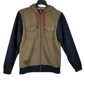 Can-Am BRP Mens Full Zip Hoodie Green Navy Blue Utility Fleece Jacket‎ 286620 M